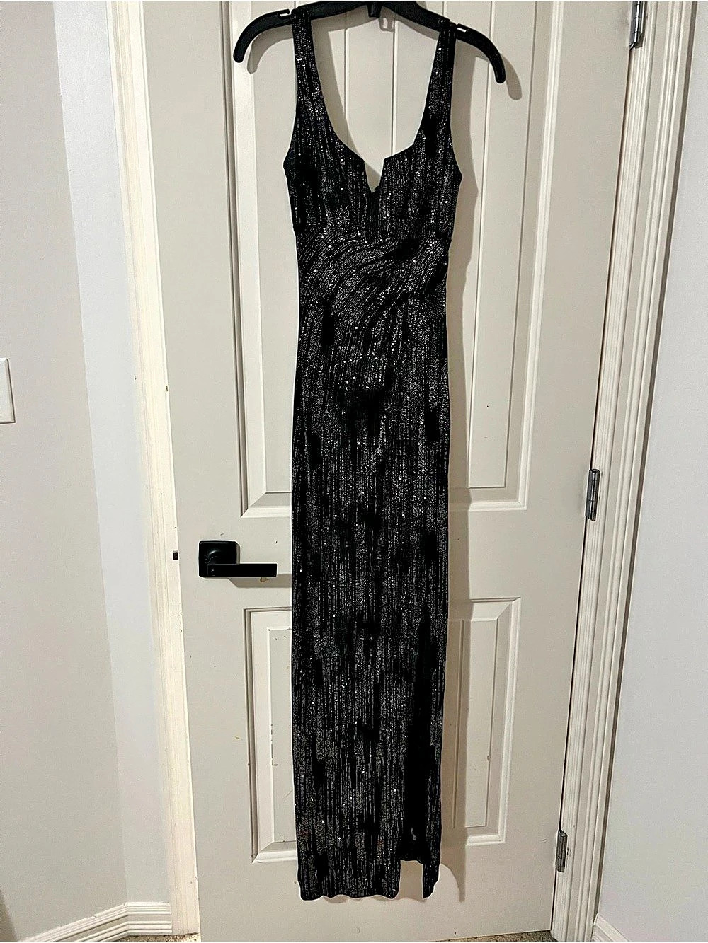 Le Château Black Sequin Maxi Dress Size XS Like New